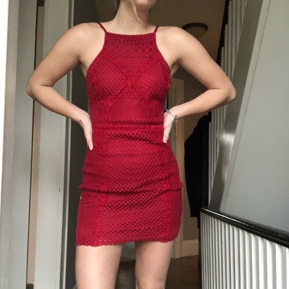 missguided red lace dress